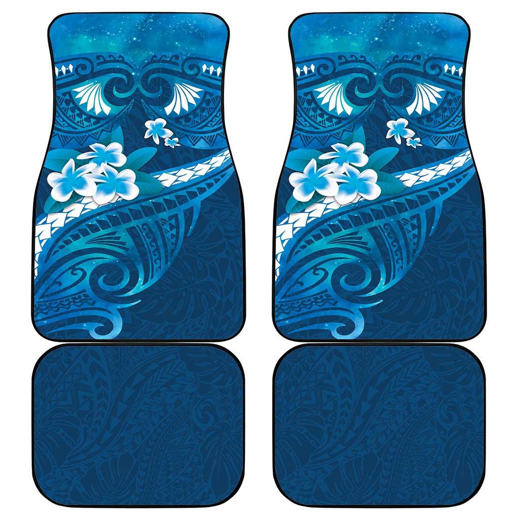 Blue Polynesia Car Mats Tribal Pattern Tropical Frangipani LT14 - Polynesian Pride