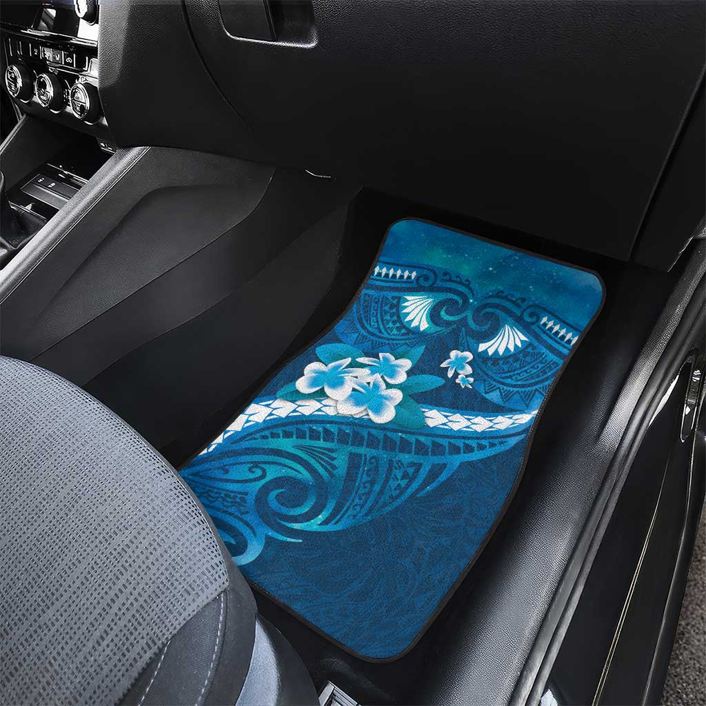 Blue Polynesia Car Mats Tribal Pattern Tropical Frangipani LT14 - Polynesian Pride