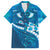 Blue Polynesia Family Matching Long Sleeve Bodycon Dress and Hawaiian Shirt Tribal Pattern Tropical Frangipani