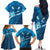 Blue Polynesia Family Matching Off The Shoulder Long Sleeve Dress and Hawaiian Shirt Tribal Pattern Tropical Frangipani