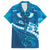 Blue Polynesia Family Matching Off The Shoulder Long Sleeve Dress and Hawaiian Shirt Tribal Pattern Tropical Frangipani