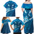 Blue Polynesia Family Matching Off Shoulder Maxi Dress and Hawaiian Shirt Tribal Pattern Tropical Frangipani