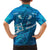 Blue Polynesia Family Matching Short Sleeve Bodycon Dress and Hawaiian Shirt Tribal Pattern Tropical Frangipani