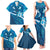 Blue Polynesia Family Matching Tank Maxi Dress and Hawaiian Shirt Tribal Pattern Tropical Frangipani