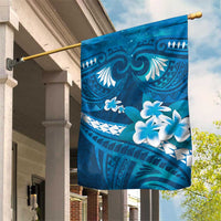 Blue Polynesia Garden Flag Tribal Pattern Tropical Frangipani LT14 House Flag Blue - Polynesian Pride