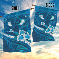 Blue Polynesia Garden Flag Tribal Pattern Tropical Frangipani LT14 - Polynesian Pride