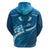 Blue Polynesia Hoodie Tribal Pattern Tropical Frangipani