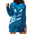 Blue Polynesia Hoodie Dress Tribal Pattern Tropical Frangipani