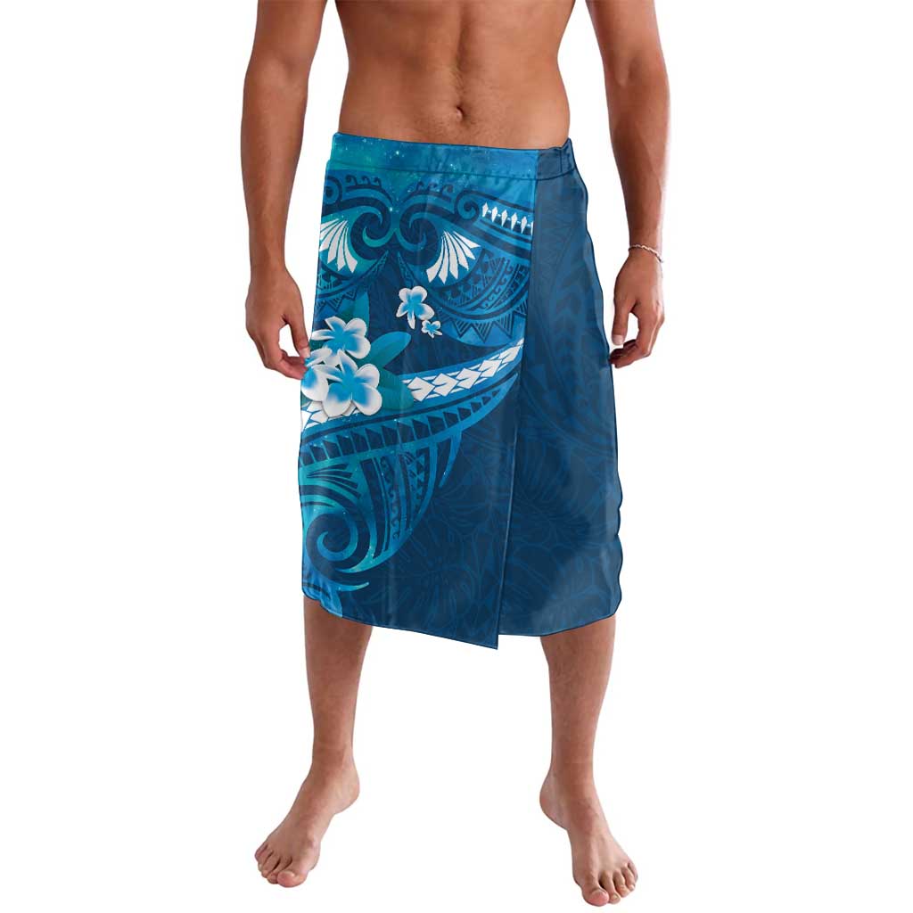 Blue Polynesia Lavalava Tribal Pattern Tropical Frangipani LT14 Blue - Polynesian Pride
