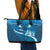 Blue Polynesia Leather Tote Bag Tribal Pattern Tropical Frangipani