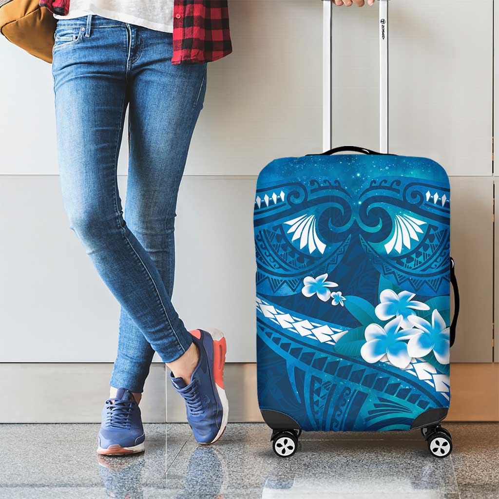 Blue Polynesia Luggage Cover Tribal Pattern Tropical Frangipani LT14 - Polynesian Pride