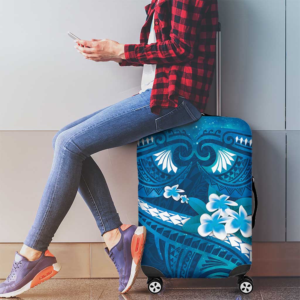 Blue Polynesia Luggage Cover Tribal Pattern Tropical Frangipani LT14 - Polynesian Pride