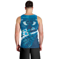 Blue Polynesia Men Tank Top Tribal Pattern Tropical Frangipani LT14 - Polynesian Pride