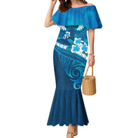 Blue Polynesia Mermaid Dress Tribal Pattern Tropical Frangipani LT14 Women Blue - Polynesian Pride