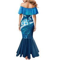Blue Polynesia Mermaid Dress Tribal Pattern Tropical Frangipani LT14 - Polynesian Pride