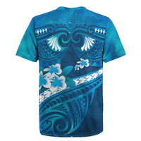 Blue Polynesia Rugby Jersey Tribal Pattern Tropical Frangipani LT14 - Polynesian Pride