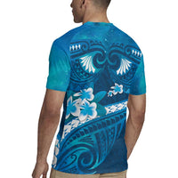 Blue Polynesia Rugby Jersey Tribal Pattern Tropical Frangipani LT14 - Polynesian Pride