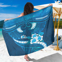 Blue Polynesia Sarong Tribal Pattern Tropical Frangipani LT14 One Size 44 x 66 inches Blue - Polynesian Pride