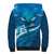 Blue Polynesia Sherpa Hoodie Tribal Pattern Tropical Frangipani