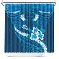 Blue Polynesia Shower Curtain Tribal Pattern Tropical Frangipani LT14 Blue - Polynesian Pride