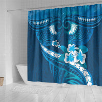 Blue Polynesia Shower Curtain Tribal Pattern Tropical Frangipani LT14 - Polynesian Pride