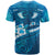 Blue Polynesia T Shirt Tribal Pattern Tropical Frangipani