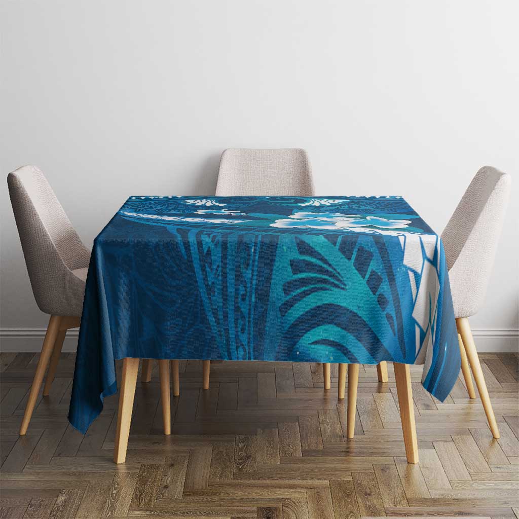 Blue Polynesia Tablecloth Tribal Pattern Tropical Frangipani LT14 - Polynesian Pride