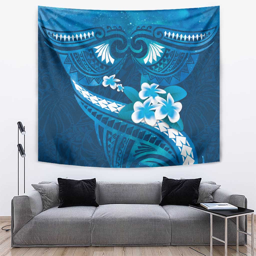 Blue Polynesia Tapestry Tribal Pattern Tropical Frangipani LT14 Blue - Polynesian Pride