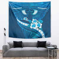 Blue Polynesia Tapestry Tribal Pattern Tropical Frangipani LT14 Blue - Polynesian Pride