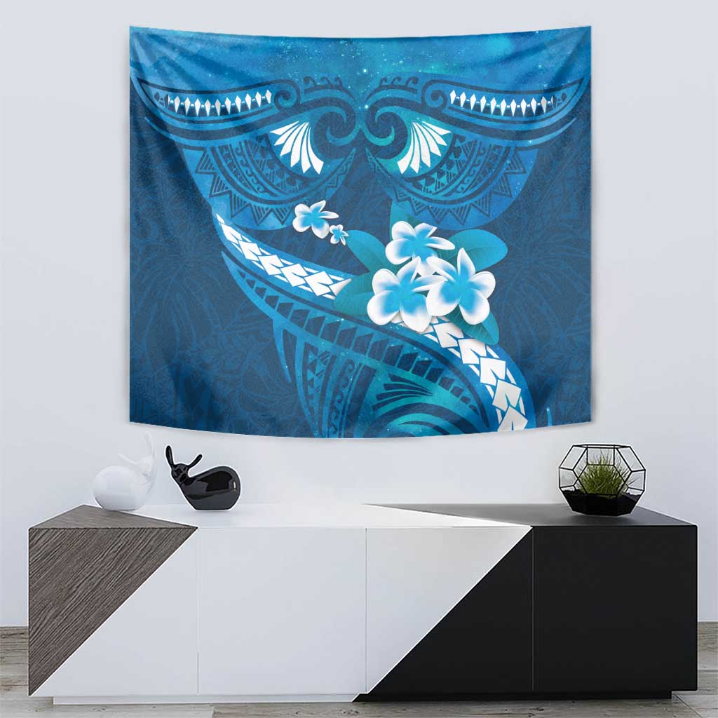 Blue Polynesia Tapestry Tribal Pattern Tropical Frangipani LT14 - Polynesian Pride