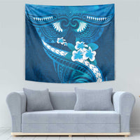 Blue Polynesia Tapestry Tribal Pattern Tropical Frangipani LT14 - Polynesian Pride