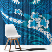 Blue Polynesia Window Curtain Tribal Pattern Tropical Frangipani LT14 - Polynesian Pride