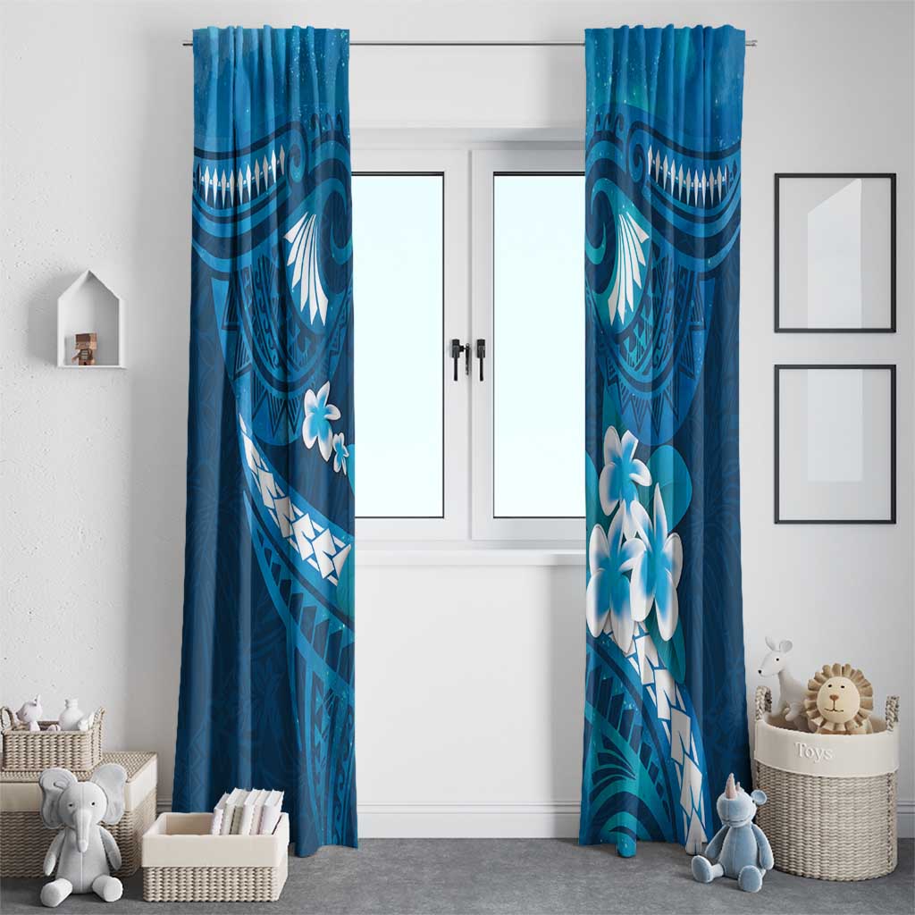 Blue Polynesia Window Curtain Tribal Pattern Tropical Frangipani LT14 - Polynesian Pride