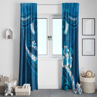 Blue Polynesia Window Curtain Tribal Pattern Tropical Frangipani LT14 - Polynesian Pride