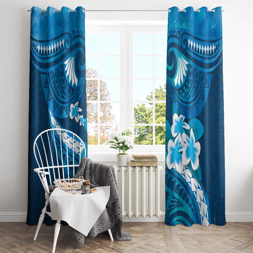 Blue Polynesia Window Curtain Tribal Pattern Tropical Frangipani LT14 - Polynesian Pride