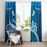 Blue Polynesia Window Curtain Tribal Pattern Tropical Frangipani LT14 - Polynesian Pride