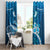 Blue Polynesia Window Curtain Tribal Pattern Tropical Frangipani