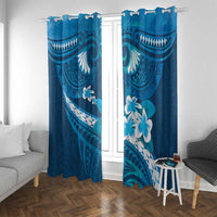 Blue Polynesia Window Curtain Tribal Pattern Tropical Frangipani LT14 With Grommets Blue - Polynesian Pride