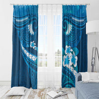 Blue Polynesia Window Curtain Tribal Pattern Tropical Frangipani LT14 - Polynesian Pride