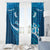 Blue Polynesia Window Curtain Tribal Pattern Tropical Frangipani