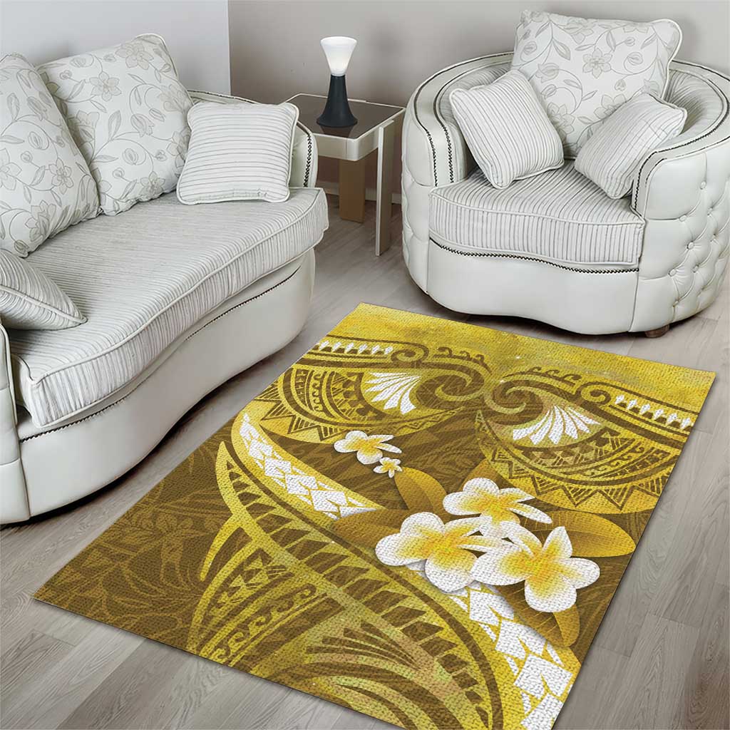 Gold Polynesia Area Rug Tribal Pattern Tropical Frangipani LT14 - Polynesian Pride