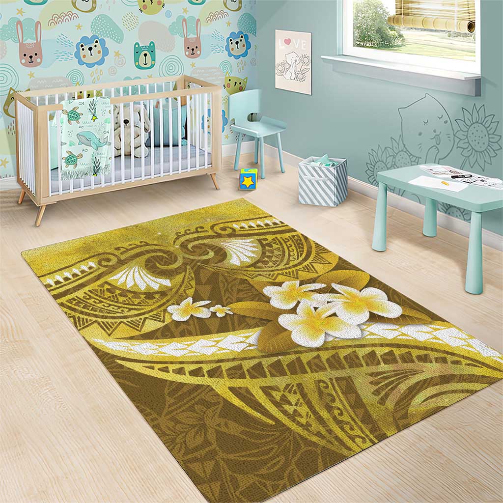 Gold Polynesia Area Rug Tribal Pattern Tropical Frangipani LT14 - Polynesian Pride
