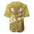 Gold Polynesia Baseball Jersey Tribal Pattern Tropical Frangipani