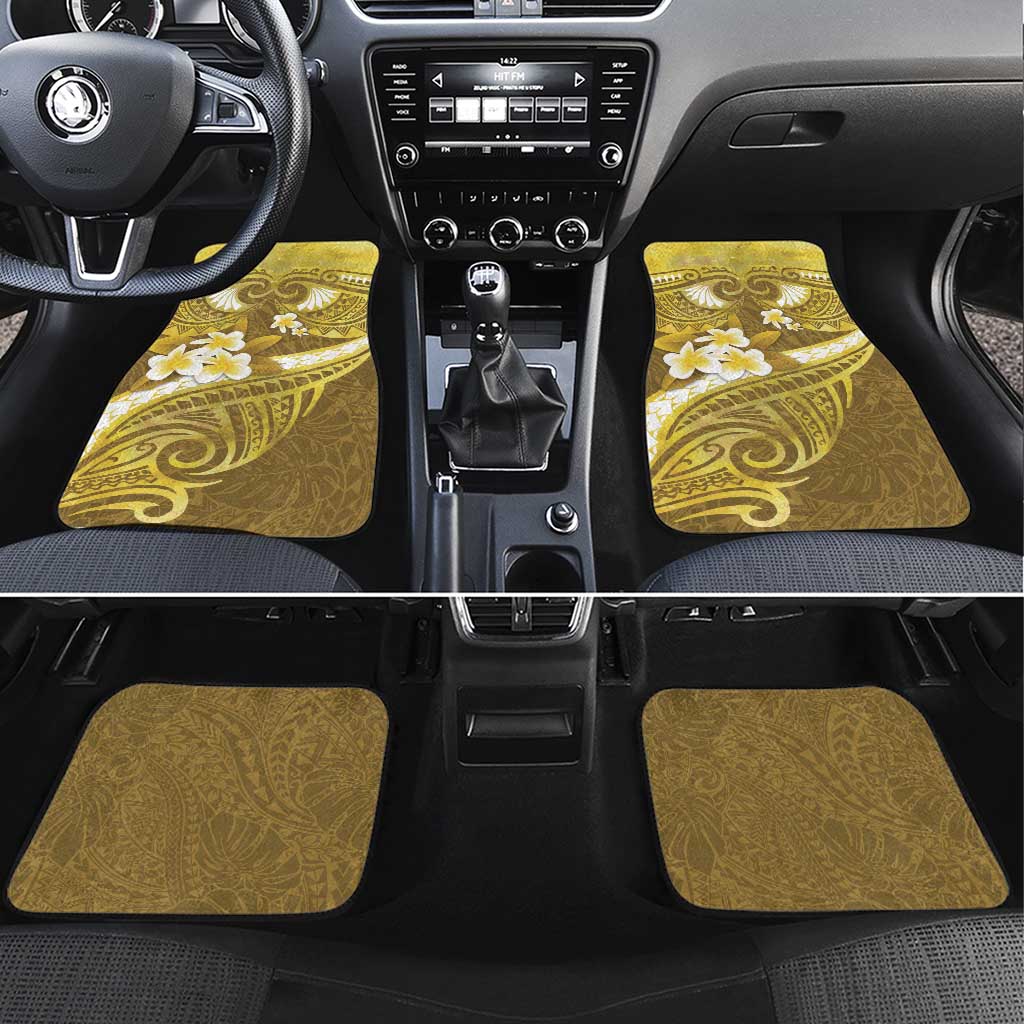 Gold Polynesia Car Mats Tribal Pattern Tropical Frangipani LT14 Set 4pcs Gold - Polynesian Pride