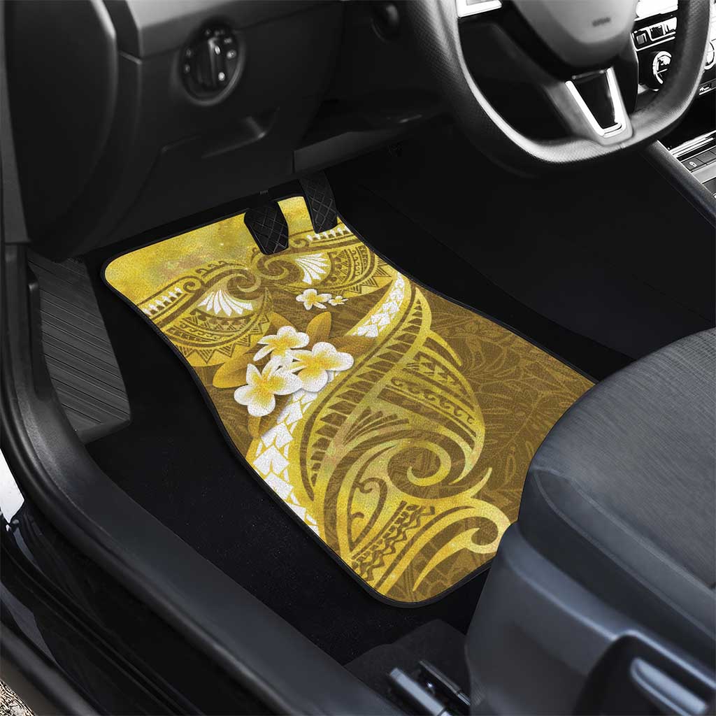 Gold Polynesia Car Mats Tribal Pattern Tropical Frangipani LT14 - Polynesian Pride