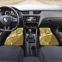 Gold Polynesia Car Mats Tribal Pattern Tropical Frangipani LT14 Set 2pcs - Front Gold - Polynesian Pride