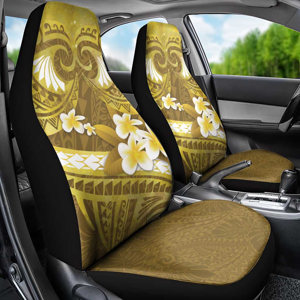 Gold Polynesia Car Seat Cover Tribal Pattern Tropical Frangipani LT14 - Polynesian Pride