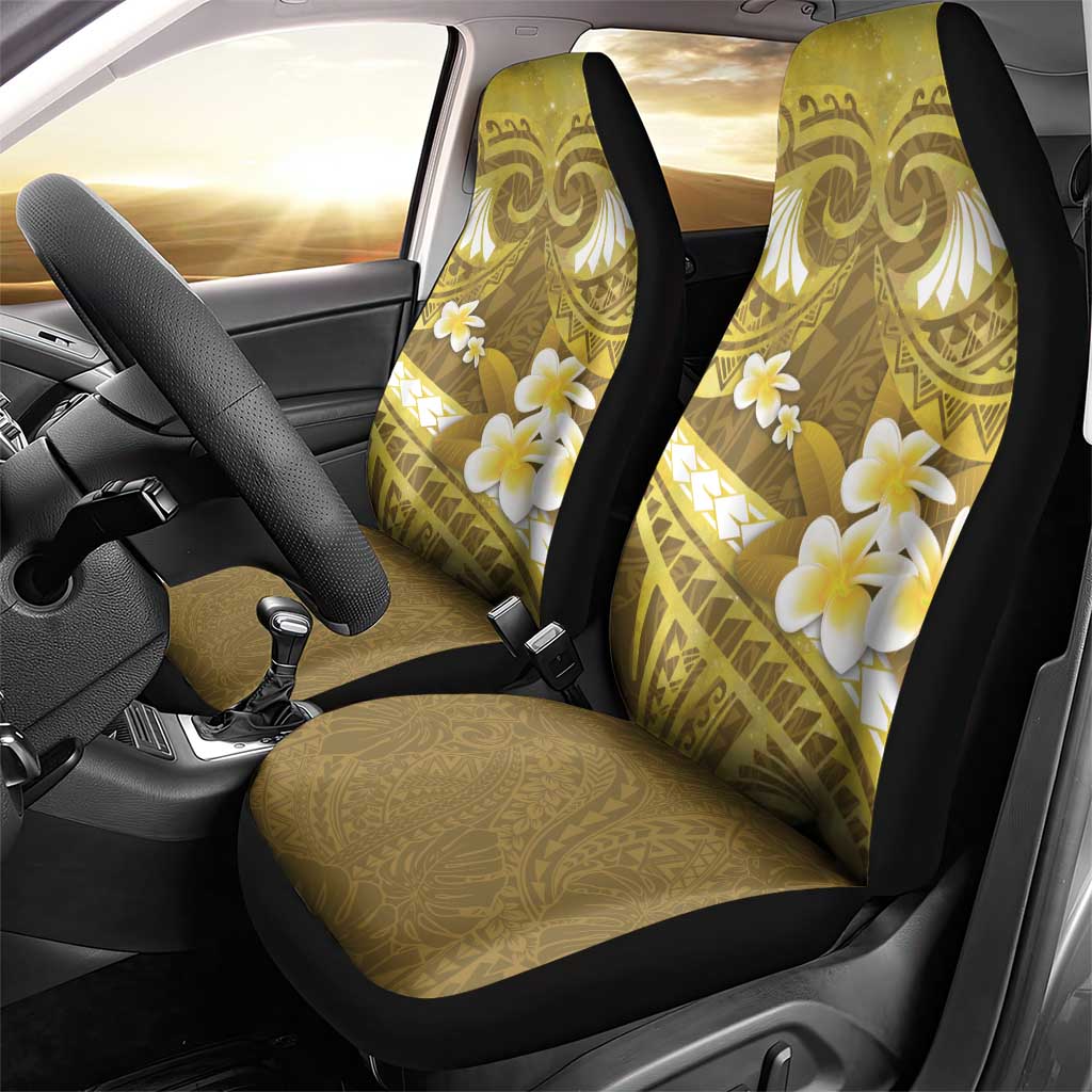 Gold Polynesia Car Seat Cover Tribal Pattern Tropical Frangipani LT14 - Polynesian Pride