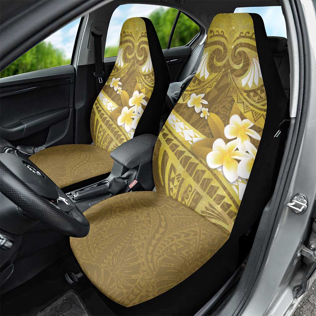 Gold Polynesia Car Seat Cover Tribal Pattern Tropical Frangipani LT14 - Polynesian Pride