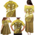 Gold Polynesia Family Matching Puletasi and Hawaiian Shirt Tribal Pattern Tropical Frangipani